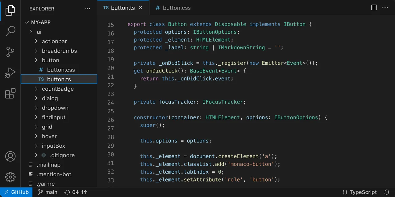 VS Code editing a TypeScript file